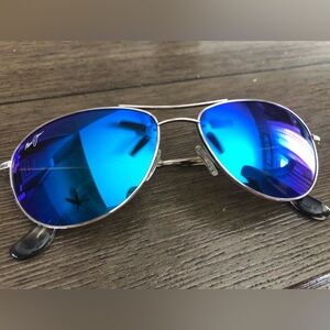 Maui Jim Silver Baby Beach Sunglasses with Blue Lenses